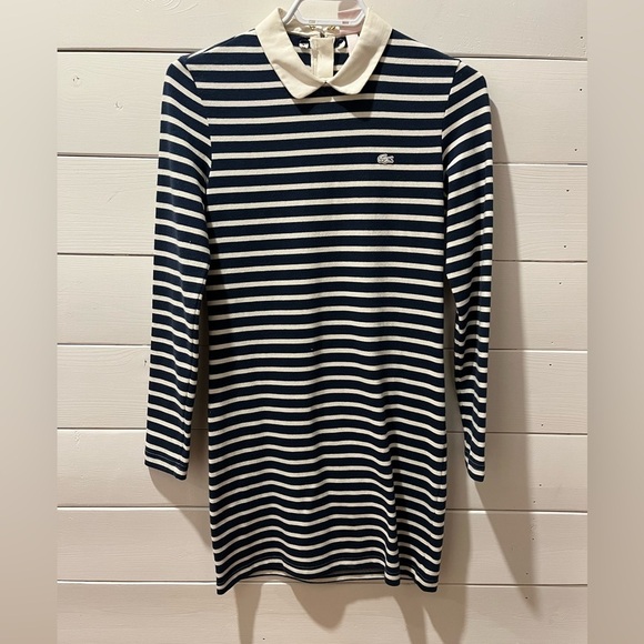 LACOSTE - Navy & White Striped Dress - Size S - Picture 1 of 10
